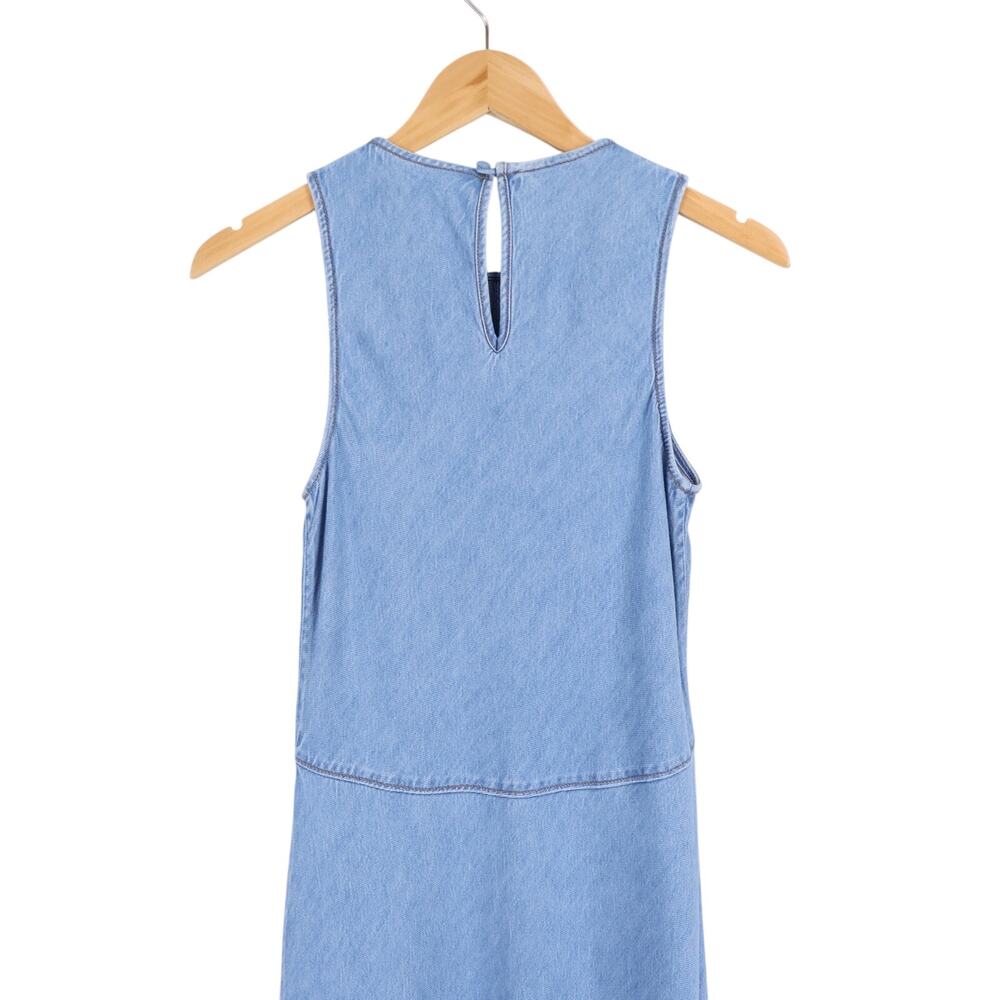 Madewell Seamed Maxi Dress in Airy Denim Clean Soft Sky Blue Size 00 NWT - Picture 7 of 8